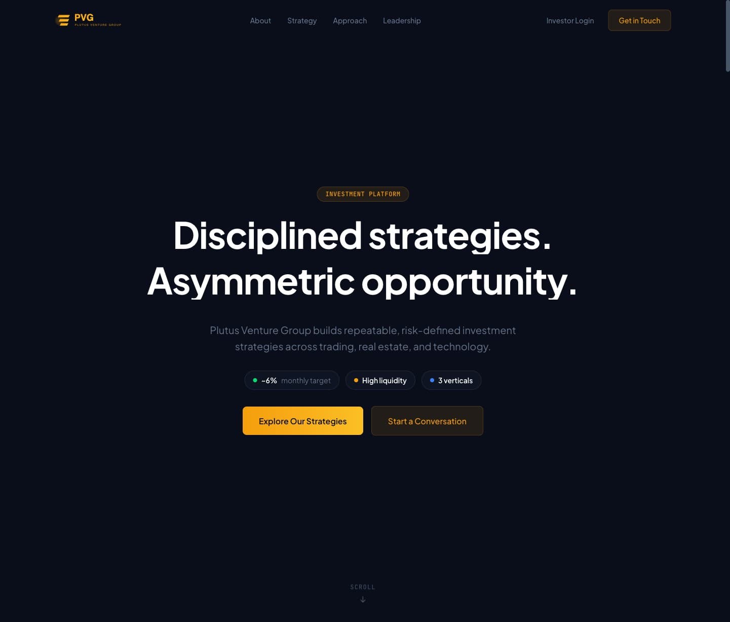 Plutus Venture Group product screenshot
